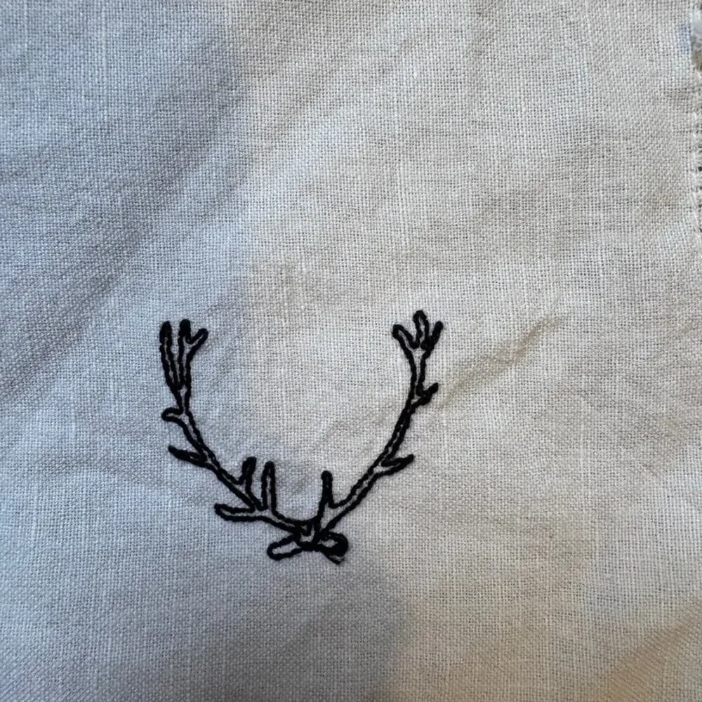 Hearth & Hand Magnolia Antler Napkins Set 4 Linen Cotton Fringe 20x20
